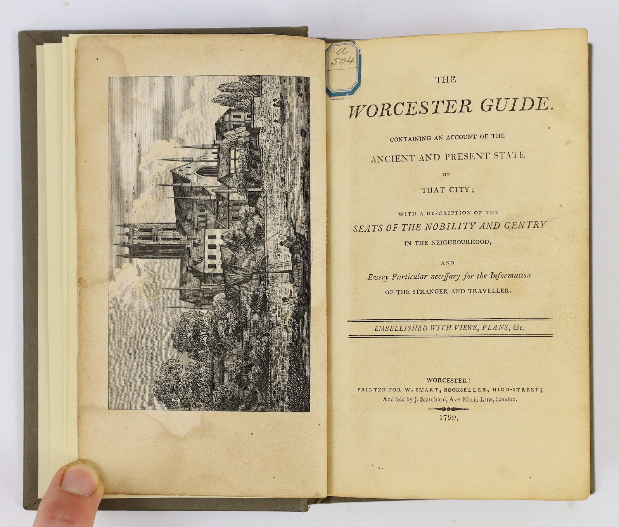 WORCS: (Price, J.) The Worcester Guide ... with a description of the seats of the nobility and gentry in the neighbourhood, and ... information (for) the stranger and traveller. 2 plans and 2 plates; rebound paper boards